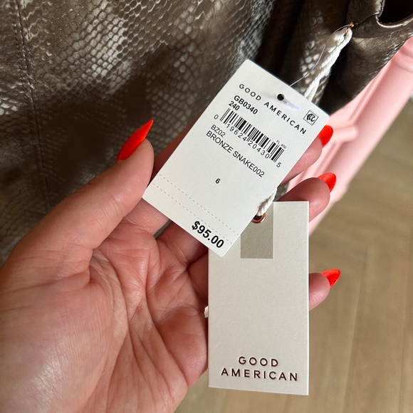 NWT Good American Better Than Leather Metallic Bronze Snakes Bodysuit - Picture 11 of 11